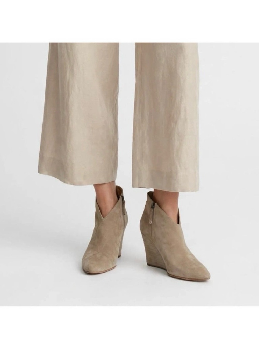 Massimo Matteo Suede Beige Ankle Pointed Booties